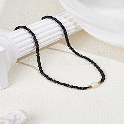 Collier en perles de riz naturelles et perles de verre pour femmes&nbsp;NJEW-LP0007-01A