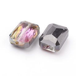 Plaqué moitié des perles de verre à facettes rectangle de galvanoplastie&nbsp;X-EGLA-D023-1