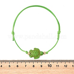 4 braccialetto da donna regolabile con perline di tartaruga marina sintetica turchese tinta oceano&nbsp;BJEW-JB14243-01
