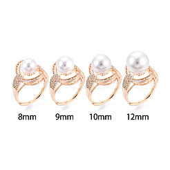 Ovale verstellbare Ringfassungen aus Messing mit Mikropflaster und klarem Zirkonia&nbsp;KK-T076-69G
