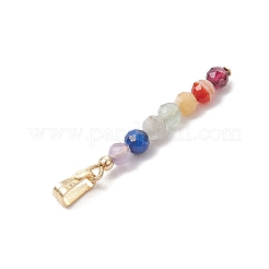 Chakra natürlicher Lapislazuli & Aquamarin & grüner Aventurin & Amethyst & roter Achat & gelber Opal & Granat facettierte runde Perlenanhänger&nbsp;PALLOY-JF03559-02