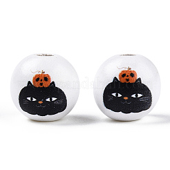 Perles européennes en bois sur le thème d'Halloween&nbsp;WOOD-N016-04J