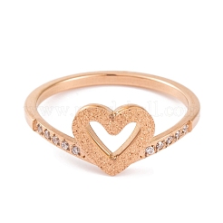 Bague en acier inoxydable 304 en forme de cœur pour femme&nbsp;RJEW-C086-06-RG