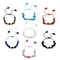 7 pz braccialetti intrecciati con perline sintetiche turchesi incrociate per donna&nbsp;BJEW-JB11345
