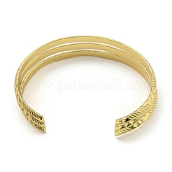 Brazaletes abiertos de múltiples hilos de acero inoxidable 202 con revestimiento al vacío de PVD para mujeres&nbsp;BJEW-M317-07A-G