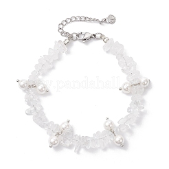 3 bracciale con perline rotonde in scaglie di pietre preziose naturali e conchiglie di vetro&nbsp;BJEW-JB12303