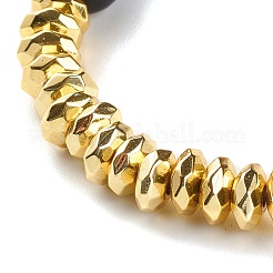 Set di bracciali elasticizzati in pietra lavica naturale e pietra nera sintetica ed ematite non magnetica con perline rotonde&nbsp;BJEW-JB06971