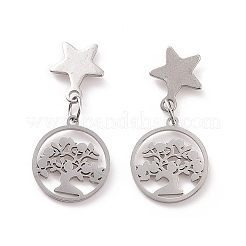 Orecchini pendenti a forma di stella con albero in acciaio inossidabile 304 per donna&nbsp;EJEW-G328-08