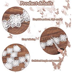 2 Stile Blumen- und Schmetterlings-Organza-Spitzenbesatz mit Kunstperlen aus Harz&nbsp;OCOR-PH0004-62