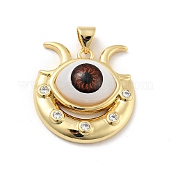 Malocchio con luna in ottone micro pavé pendenti in zirconi chiari&nbsp;KK-G419-10G-03