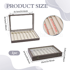 Espositori portapenne in MDF rivestito in pelle PU a 8 slot con coperchio con finestra in acrilico&nbsp;ODIS-WH0086-232A-01