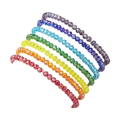 7 Stück 7 Farben Blumen Naturmuschel & Glas & Saatperlen Stretch-Armband-Set&nbsp;BJEW-JB10182