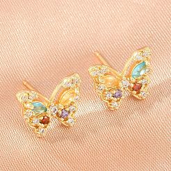 Boucles d'oreilles en laiton avec micro pavé de zircons cubiques pour femmes&nbsp;KK-A305-09G-02