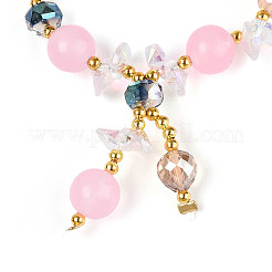 Braccialetti con ciondoli in calcedonio naturale e perline di vetro&nbsp;BJEW-T022-14E
