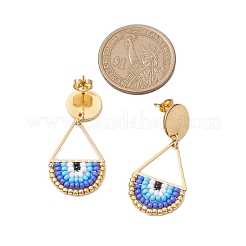 Boucles d'oreilles à tige en forme de larme et de perles de rocaille&nbsp;EJEW-MZ00251-01