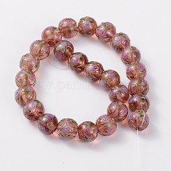 Oro fatti a mano rotonda sabbia lampwork beads&nbsp;LAMP-L042-01G
