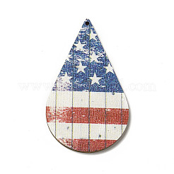 Große Anhänger aus Espenholz mit einseitig bedrucktem Thema der amerikanischen Flagge&nbsp;WOOD-G014-12