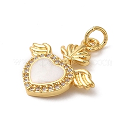 Porte micro ouvrent pendentifs zircone cubique en laiton de placage&nbsp;KK-P279-04A-G