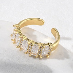 Bagues ouvertes en laiton avec micro pavé de zircones cubiques pour femmes&nbsp;RJEW-L343-16G-04