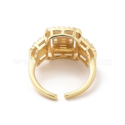 Offene Manschettenringe aus Messing mit Mikropavé und Zirkonia&nbsp;RJEW-R146-16B-G