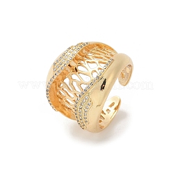 Anillos abiertos de circonita cúbica transparente con micro pavé de latón para mujer&nbsp;RJEW-A059-05G