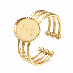 Bague ouverte en acier inoxydable 304 avec cabochon&nbsp;X-STAS-T060-07G