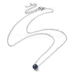 Colliers à pendentif en perles rondes avec pierres précieuses mélangées&nbsp;NJEW-JN04551
