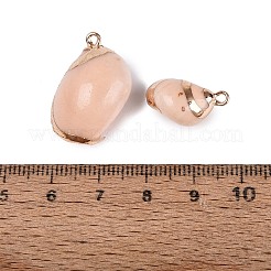 Pendenti a spirale in conchiglia naturale con finiture in ottone dorato galvanizzato.&nbsp;SSHEL-N042-38
