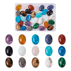 30pcs 15 cabochons de pierres précieuses naturelles et synthétiques de style&nbsp;G-KS0001-08