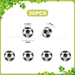 30 Stück große Loch Fußball/Fußball Legierung Emaille europäischen Perlen&nbsp;MPDL-UN0001-01