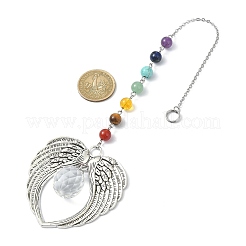 Decoraciones colgantes grandes con forma de lágrima de vidrio y ala de aleación de estilo tibetano&nbsp;HJEW-TA00065