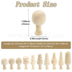 20 Stück 10 Stile unbehandelte Holzpilz-Ornamente&nbsp;WOOD-CJ0002-54