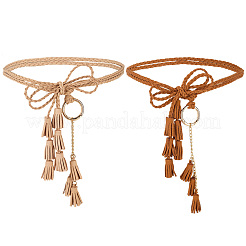 2 Stück 2 Farben Boho-Kunstlederquaste mit Legierungsring Taillengürtel für Damen&nbsp;AJEW-CL0005-22A