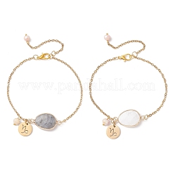 2 bracciale con ciondolo Capricorno in acciaio inossidabile 304 con placcatura ionica (IP)&nbsp;BJEW-JB12030