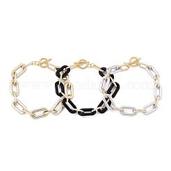 Sprühlackierte ccb Kunststoff & Aluminium Büroklammer Kette Armbänder Sets&nbsp;BJEW-JB05432