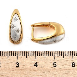 Orecchini a cerchio in ottone bicolore con micro pavé di zirconi cubici trasparenti&nbsp;EJEW-U055-25A-GS
