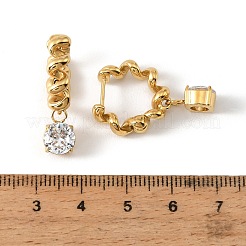 Boucles d'oreilles pendantes à clous en acier inoxydable 304 serties de micro-pavés de zirconiums cubiques&nbsp;EJEW-Z173-01G