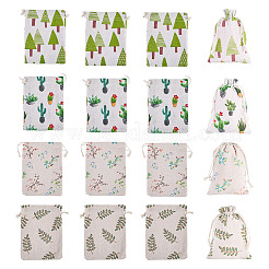 20 Stück 4 Stile Polycotton (Polyester-Baumwolle) Verpackungsbeutel mit Kordelzug&nbsp;ABAG-TA0002-09