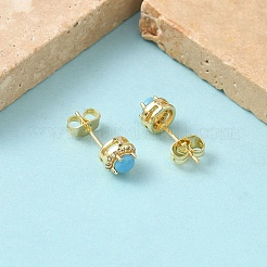 Runde Ohrstecker aus Messing mit Mikropflaster und klarem Zirkonia&nbsp;EJEW-Z144-13G