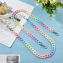 Regenbogenfarbener Panzerketten-Taschenriemen aus Acryl&nbsp;FIND-WH0143-47A