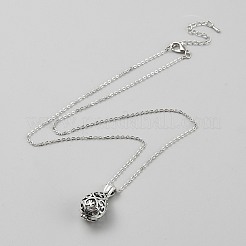 Collane a catena con ciondolo a gabbia in lega a goccia per le donne&nbsp;NJEW-WH0021-33