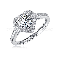 Rhodinierte 925 Sterling Silber Micro Pave Zirkonia verstellbare Ringe&nbsp;AJEW-U007-20P