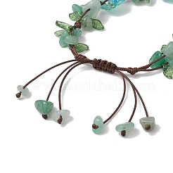 Pulseras trenzadas con cuentas de aventurina verde natural galvanizadas para mujer&nbsp;BJEW-TA00610-04