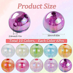 60pcs 10 Farben transparente Acrylperlen&nbsp;MACR-SC0001-29