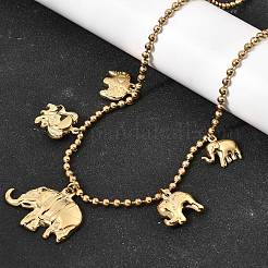 Halsketten mit Elefantenmotiven (Baby-Elefant&nbsp;NJEW-D297-02G