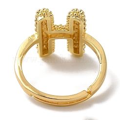 Verstellbare Ringe aus Messing mit Buchstaben und Mikropflaster aus klarem Zirkonia für Damen&nbsp;KK-S391-03G-H