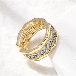 Messing Micro Pave klare Manschettenringe aus Zirkonia&nbsp;RJEW-H262-04G