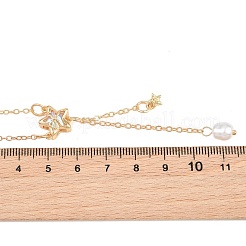 Colliers pendentifs en laiton pavé de zirconiums cubiques AB transparents en forme de nœud papillon et d'étoile pour femmes&nbsp;KK-CBA6599-01G