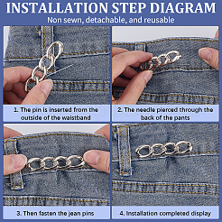 6 verstellbare Jeans-Anstecker aus Legierung in Kettenform&nbsp;AJEW-GF0009-70P