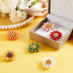 6 pièces 6 épingles en émail marguerite 3d couleur&nbsp;JEWB-WH0029-28G